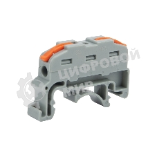 Клемма соединительная Rexant многоразовая проходная 1 полюс с креплением на DIN-рейку (0,08-4 мм²), серая (25 шт./уп.)