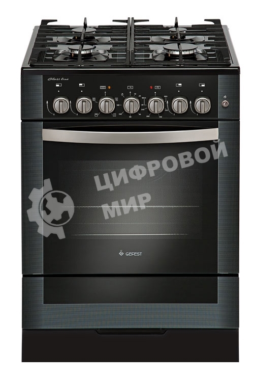 Плита комбинированная Gefest ПГЭ 6502-02 0044 черный, конфорок 4 газовых, духовка 55 л, 60 см x 85 см x 60 см