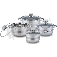 Набор посуды Kelli KL-4213 8 пред. (Ковш с жаропрочной стекл. крышкой 2.1 л. Кастрюля с жаропрочной стекл. крышкой 2.7 л. Кастрюля с жаропрочной стекл. крышкой 3.7 л. Кастрюля с жаропрочной стекл. крышкой 5л. Мерная шкала внутри. 5-слойное капсульное дно.)