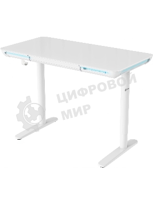 Стол компьютерный Cactus CS-EGD-WT-LED столешница закаленное стекло, белый каркас белый