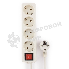 Сетевой фильтр Гарнизон ELB-G4-W-2, 4 евророзетки с выключателем и заземлением, допустимый ток 16А, длина 2 м.