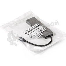 USB-концентратор ExeGate DUB-31C/PD/H (кабель-адаптер USB Type-C --> 3xUSB3.0 + PD 60W + HDMI 4K@30Hz, Plug&Play, серый)