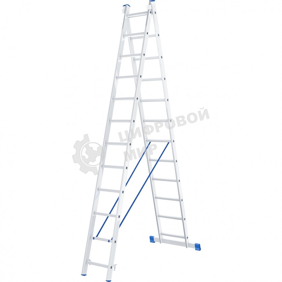 Лестница Сибртех, 2 х 12 ступеней, алюминиевая, двухсекционная
