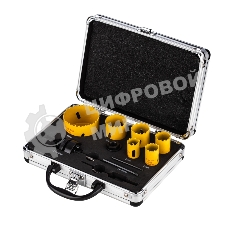 Набор коронок Kranz Bimetal (20, 22, 25, 30, 35, 60), 11 предметов, металлический кейс