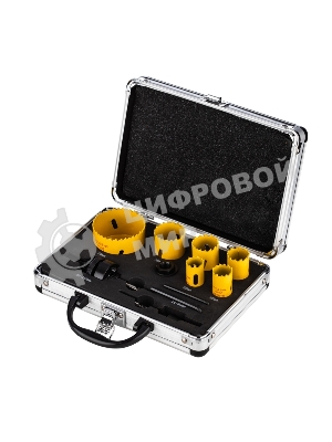 Набор коронок Kranz Bimetal (20, 22, 25, 30, 35, 60), 11 предметов, металлический кейс