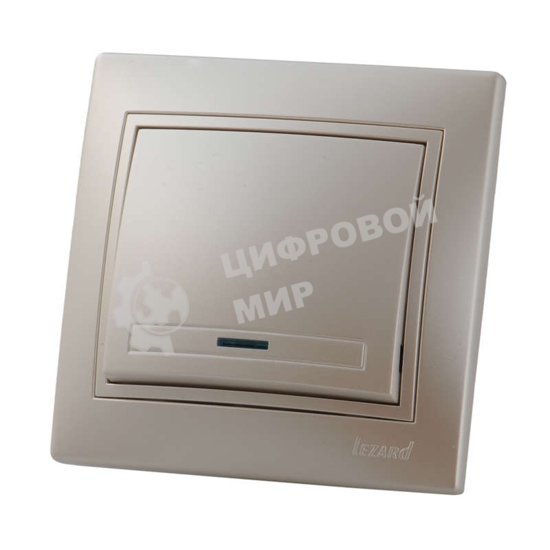 Выключатель 1-кл. СП Мира 10А IP20 с подсветкой жемчуж. белый перламутр LEZARD 701-3030-111