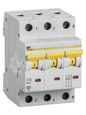 Выключатель автоматический трехполюсный ВА47-60M 3Р 40А 6кА С MVA31-3-040-C IEK