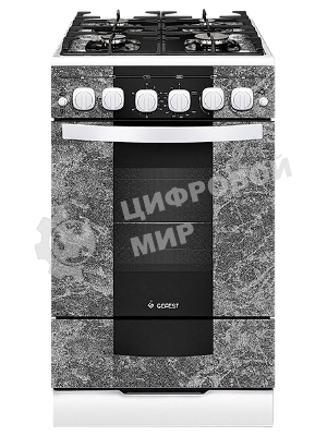 Плита газовая Gefest 5500-02 0113 мрамор, конфорок 4 шт, духовка 52 л, 50 см x 85 см x 58.5 см