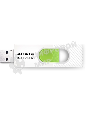 Флешка USB ADATA UV320 (AUV320-128G-RWHGN), 128Gb, USB 3.2 Gen1, R/W 100/30, белый/зеленый
