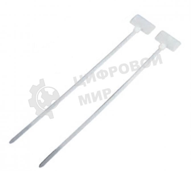 Стяжка пластиковая нейлоновая с площадкой для маркировки 3,6х205 мм, белый, 100 шт