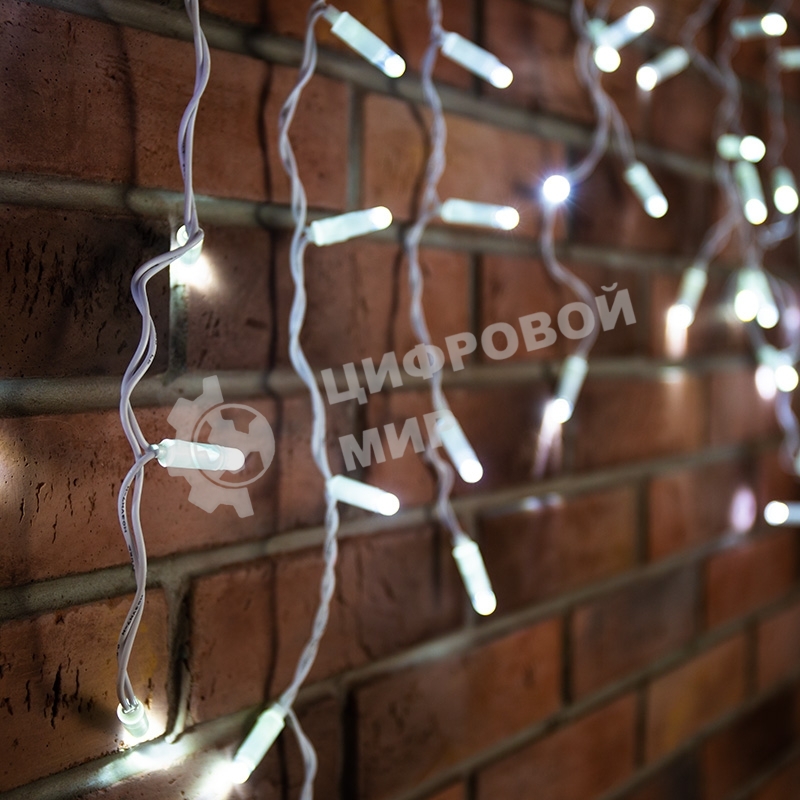Гирлянда Neon-night Айсикл (бахрома) светодиодный, 1,8 х 0,5 м, белый провод, 220В, диоды белые