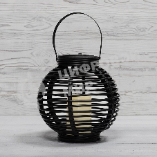 Декоративный фонарь Neon-night на солнечной батарее 20х20х22 см, черный плетеный корпус, теплый белый цвет свечения