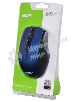 Мышь беспроводная Acer OMR031 черный/синий, 1600 dpi, радиоканал, USB, кнопки - 4