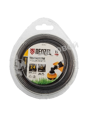 Леска для триммера Denzel двухкомпонентная звезда, 2,4мм х 15м, блистер EXTRA CORD