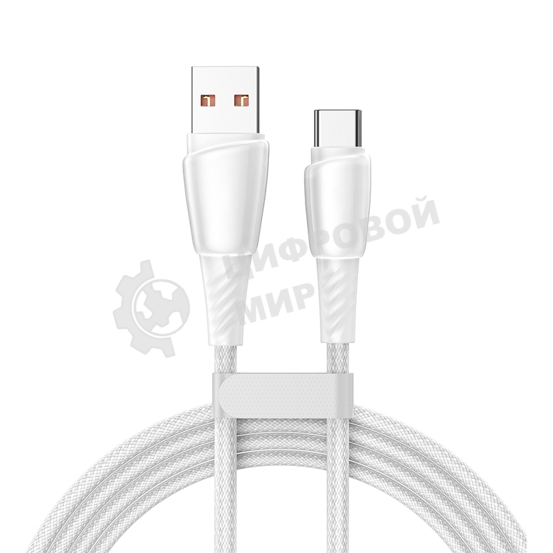 Кабель USB-A – Type-C, 5А, 100Вт, 1м, в белой нейлоновой оплетке Rexant