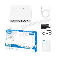 Маршрутизатор AC1200 Wi-Fi 4G LTE Cat 6 Gigabit Router, 4 10/100/1000M RJ45 Ports, Nano SIM Slot, Quectel module inside,build-in 4G LTE modem, 300Mbps at 2.4GHz + 867Mbps at 5GHz, Internal Antennas, PPTP/L2TP/OpenVPN/WireGuard VPN, DNS over Cloudflare/Google/Quad9, DDNS, SMS, Band locking, TR069, TR111, Cudy Mesh Support