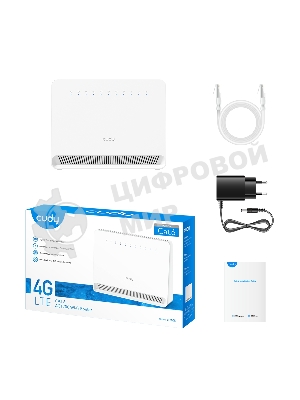 Маршрутизатор AC1200 Wi-Fi 4G LTE Cat 6 Gigabit Router, 4 10/100/1000M RJ45 Ports, Nano SIM Slot, Quectel module inside,build-in 4G LTE modem, 300Mbps at 2.4GHz + 867Mbps at 5GHz, Internal Antennas, PPTP/L2TP/OpenVPN/WireGuard VPN, DNS over Cloudflare/Google/Quad9, DDNS, SMS, Band locking, TR069, TR111, Cudy Mesh Support