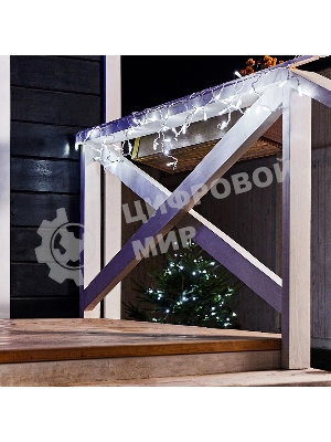 Гирлянда Neon-night Айсикл (бахрома) светодиодный, 1,8 х 0,5 м, белый провод, 220В, диоды белые