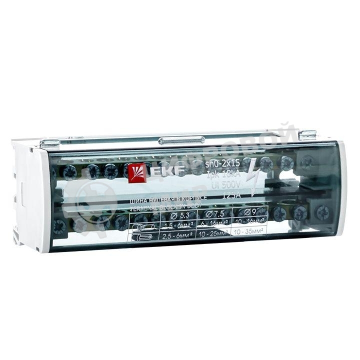 Шина нулевая в корпусе 2х15 EKF sn0-2x15