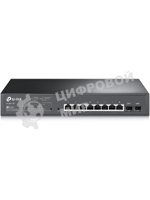 Коммутатор TP-Link JetStream 10-Port Gigabit Smart Switch with 8-Port PoE+, 8× Gigabit PoE+ Ports, 2× Gigabit SFP Slots, 802.3at/af, 150 W PoE Power, 1U 13-inch Rack-mountable Steel CaseIntegration with Omada SDN Controller, 802.1Q VLAN, STP/RSTP/MSTP, IGMP Snoopi