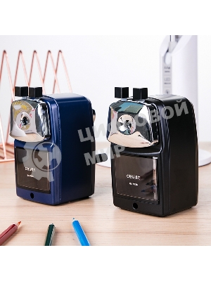 Точилка для карандашей механическая Deli 71156BLUE, 1 отверстие, металл, синий