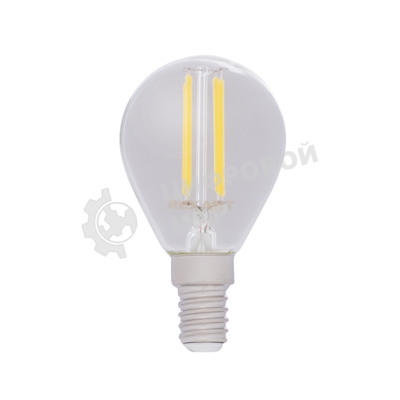 Лампа светодиодная филаментная Rexant Шарик GL45 7.5 Вт 600 Лм 4000K E14 прозрачная колба