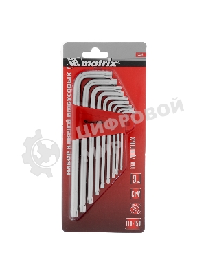 Набор ключей Matrix имбусовых TORX, 9 шт: T10-T50, CrV, удлиненные, сатин.
