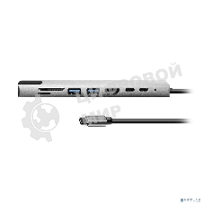 Мульти переходник Bion USB Type-C - 2*USB Type-C/2*USB-A 3.0/HDMI/SD/TF/RJ-45 100мб/с, 100W, длина кабеля 20см BXP-A-USBC-MULTI-01