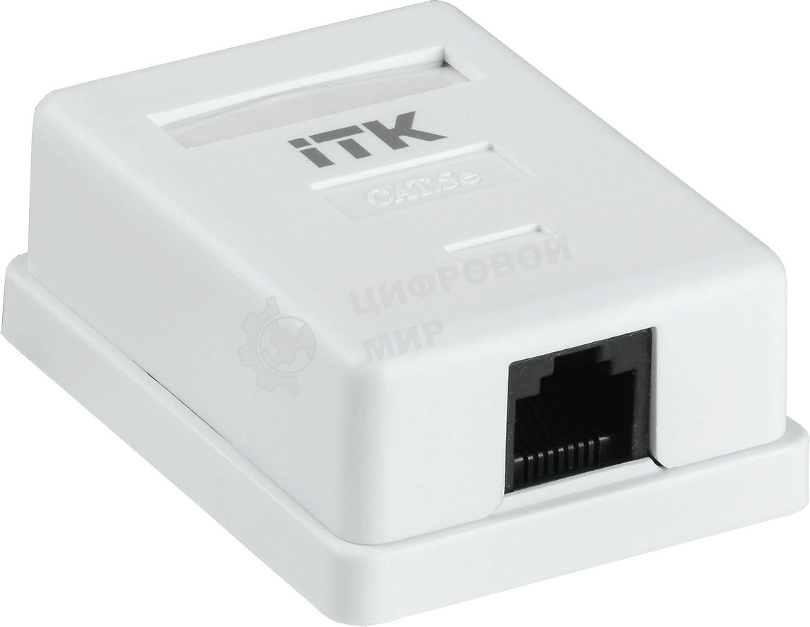 Розетка компьютерная ITK (CS2-1C5EF-12-G) настенная 49.2x62.5x25.2мм крышка RJ45 пластик белый
