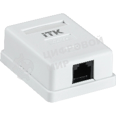 Розетка компьютерная ITK (CS2-1C5EF-12-G) настенная 49.2x62.5x25.2мм крышка RJ45 пластик белый