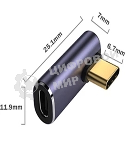 Переходник USB 4 Type-C мама-папа угловой тип 1