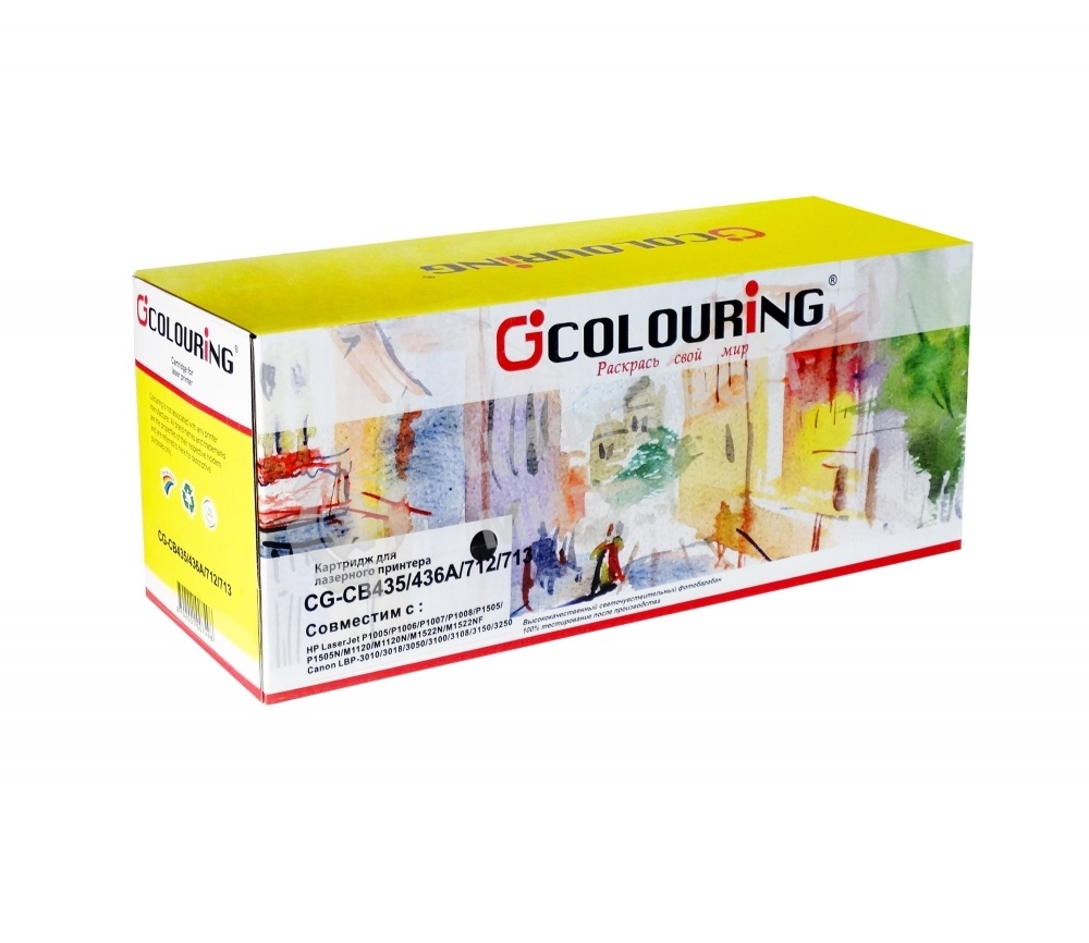 Картридж лазерный Colouring CG-CB435/436A/712/713 черный (2000 стр.) для принтеров HP LJ P1005/P1006/P1007/P1008/P1505/P1505N/M1120/M1120N/M1522N/M1522NF Canon LBP-3010/3018/3050/3100/3108/3150/3250