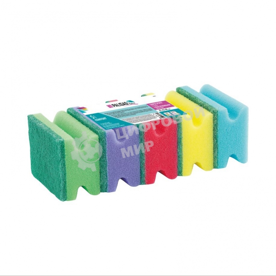 Губки для посуды Palisad Home профильные, 87x65x40 мм, 5 шт.