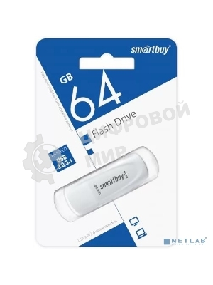 Флешка USB Smartbuy Scout white (SB064Gb3SCW), 64Gb, USB 3.0/3.1, R/W 100/40, белый