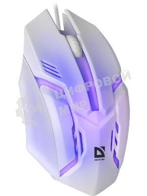 Мышь проводная Defender Cyber MB-560L белый, 1200 dpi, USB, кнопки - 3