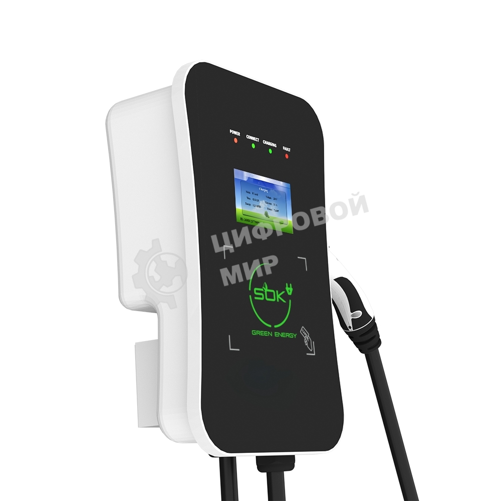 Зарядная станция S'OK Green Energy M3W Series Wallbox EV Charger SM3W10732542-5wf, 1-phase, 7kw (32a/220v), ocpp 1.6j, rfid, wifi, lan, ip54, кабель 5м