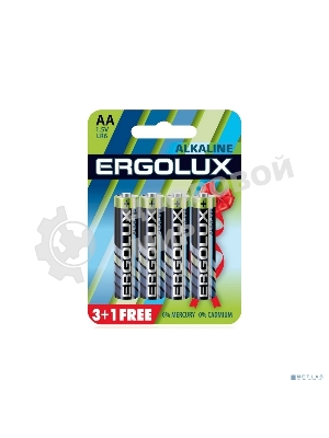 Батарейка Ergolux Alkaline LR6 BL 3+1 (FREE) (LR6 BL3+1, 1.5В) (4 шт. в уп-ке)