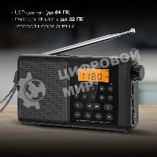 Радиоприемник портативный Hyundai H-PSR115, USB, microSD, черный