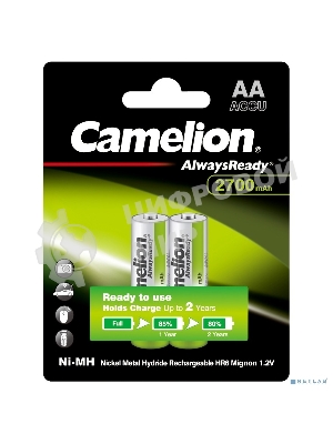 Аккумулятор Camelion AA-2700 mAh Ni-Mh BL-2 (NH-AA2700BP2, аккумулятор,1.2В)