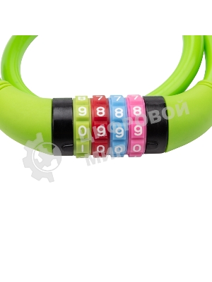 Тросовый кодовый замок взломостойкий для велосипедов и колясок Четыре сезона 65 см зеленый 79-0263