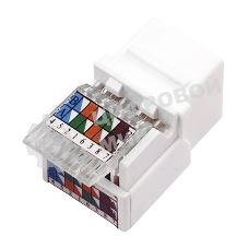 Модуль Rexant Keystone Jack RJ-45(8P8C), UTP неэкранированный, cat.5e, тип 180 градусов,самозажимной, белый