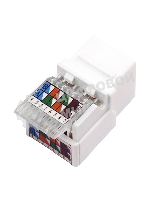 Модуль Rexant Keystone Jack RJ-45(8P8C), UTP неэкранированный, cat.5e, тип 180 градусов,самозажимной, белый