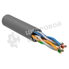 Кабель связи витая пара U/UTP, cat.5e, 4 пары 24AWG solid, 305м, ПВХ, серый