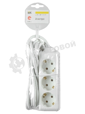 Удлинитель 3х3 м с заземл. 16А IP20 У03 2P+PE IEK WYP10-16-03-03-Z-N