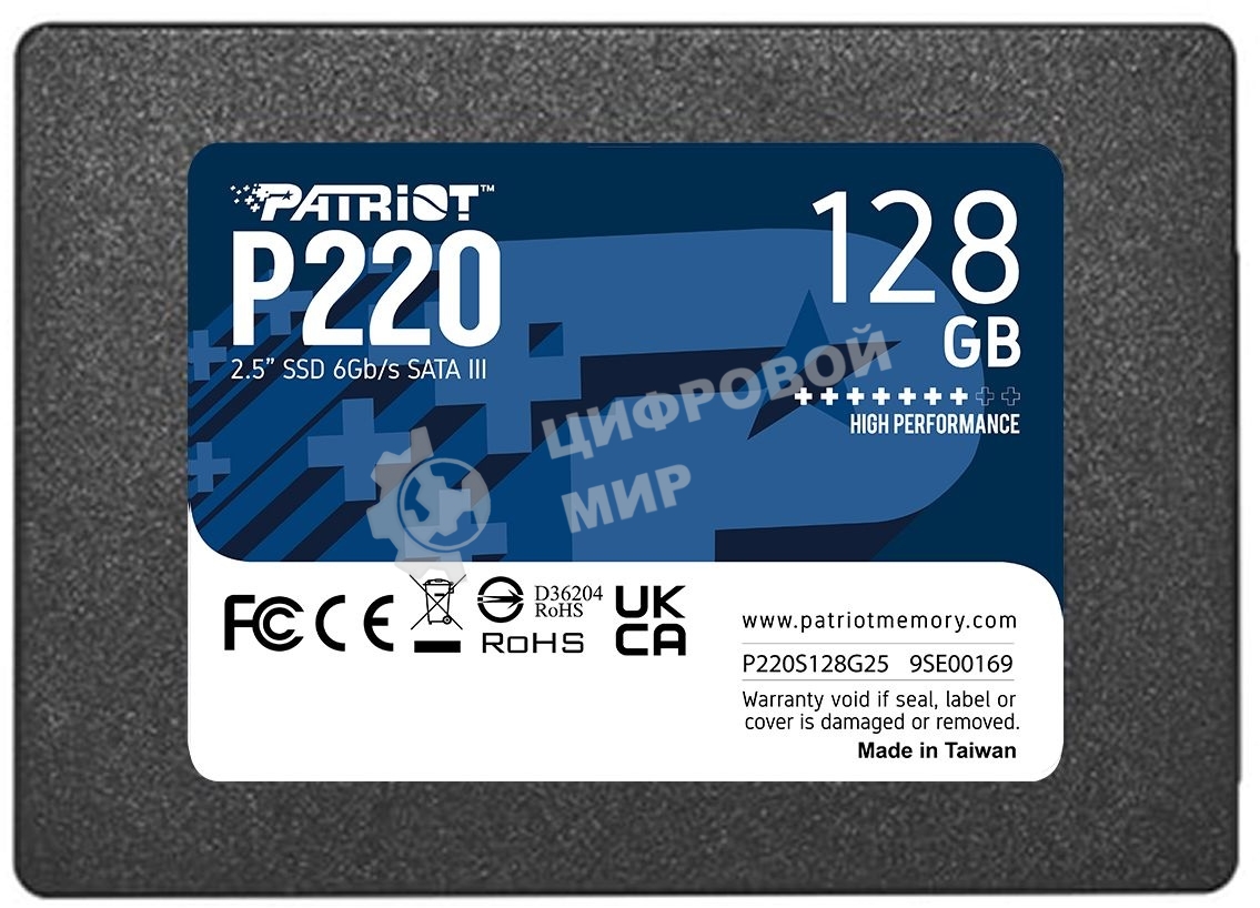 Накопитель SSD Patriot P220, 128Gb, SATA III, 2.5