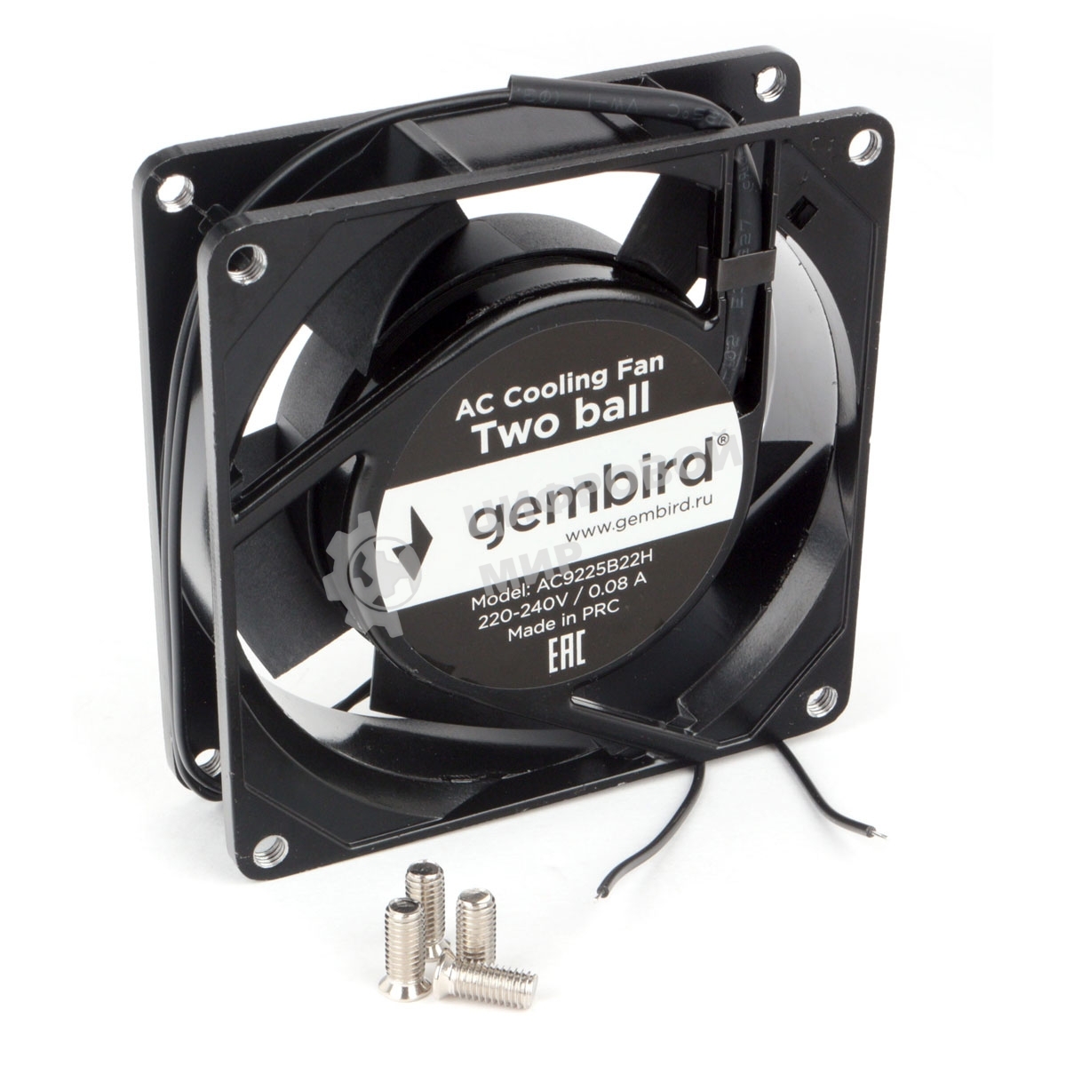 Вентилятор для корпуса Gembird черный, 92 мм, 2400 об/мин, 31.5 дБ, 2 pin