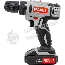 Дрель-шуруповерт Ресанта ДА-20-2ЛК, 20 В, 2 Ач, 55 Нм, щеточный