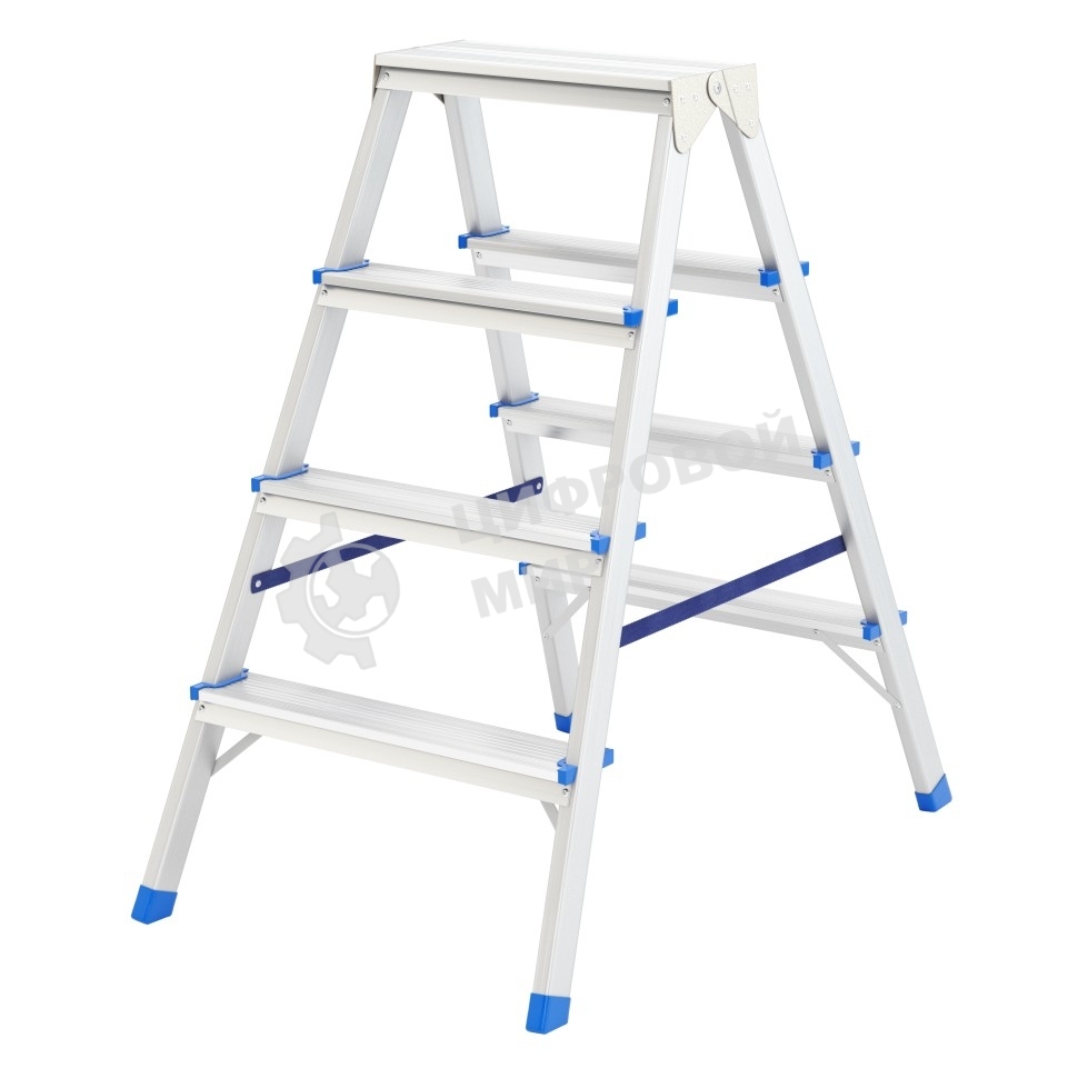 Стремянка двусторонняя Сибртех 4ст алюминиевая