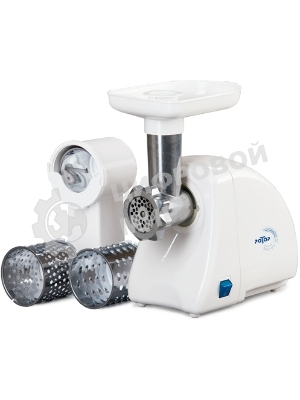 Мясорубка электрическая Ротор Экстра М ЭМШ 35/250-4 белый, 1500 Вт, 0.6 кг/мин, защита от перегрузки, насадки - 4