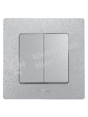 Переключатель 2-клавишный, 10AX, алюминий ETIKA 